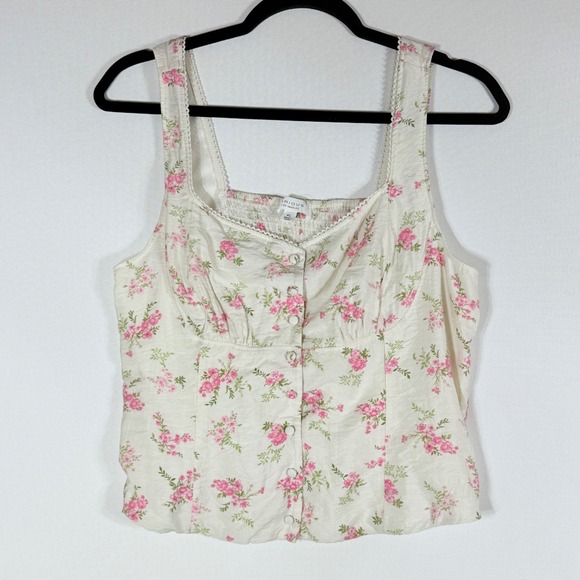 KIRIOUS LOS ANGELES Tops - Kirious XL Tank Top Floral Smocked Pink Dainty Coquette Ballet Feminine Romantic